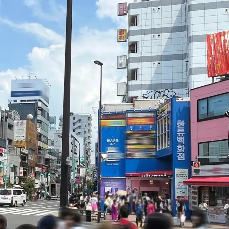 活気あふれる新大久保の街並み